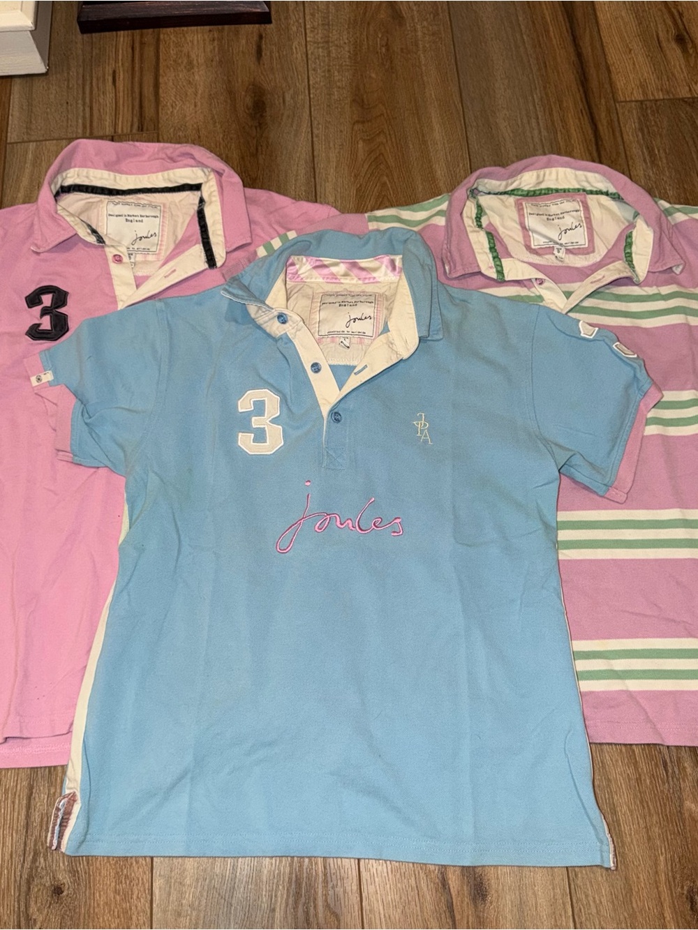 $180 Joules Women Bundle Pink Blue Polo Shirt Equestrian Number 3 Size L/XL Lot